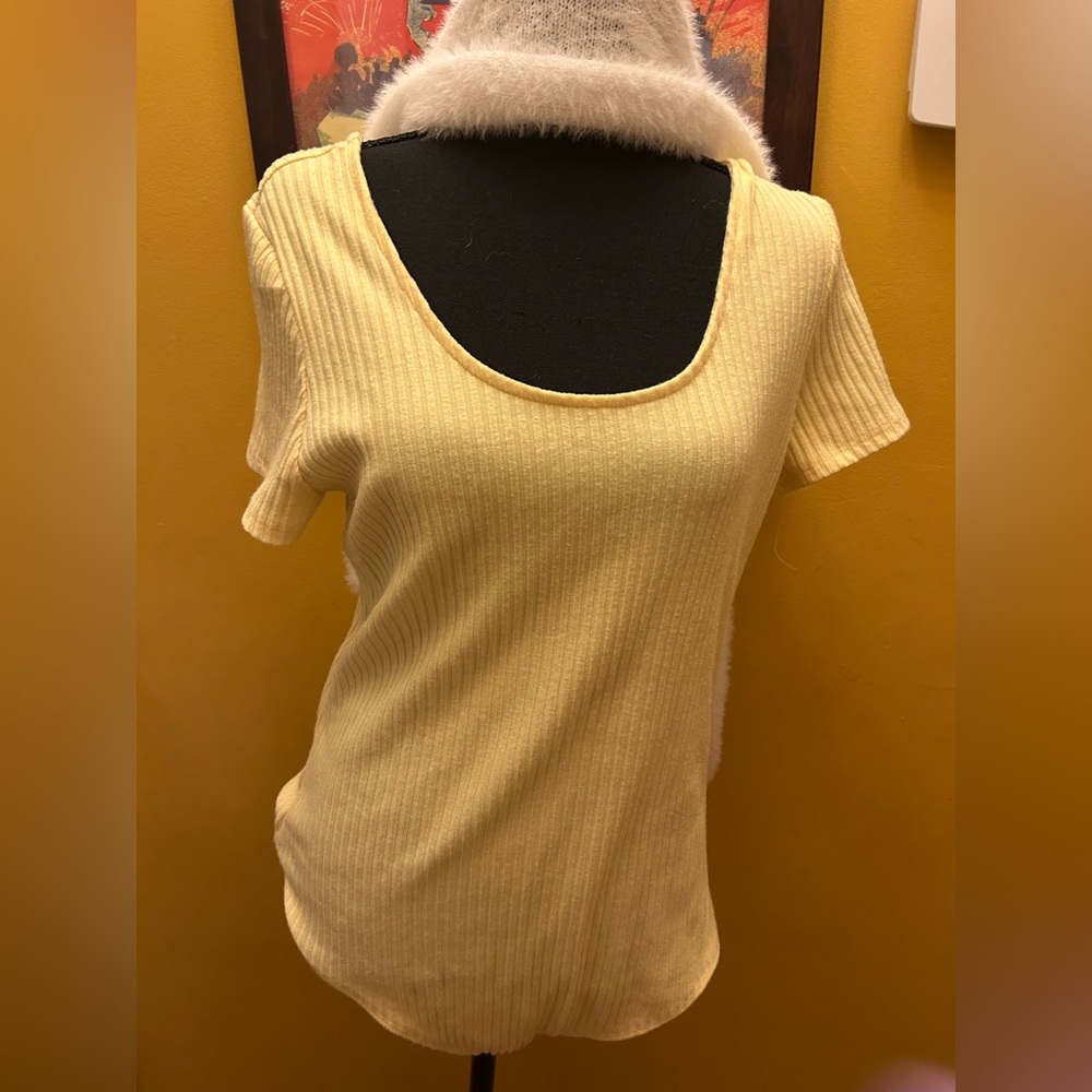 Express Yellow Ribbed Bodysuit Size XL